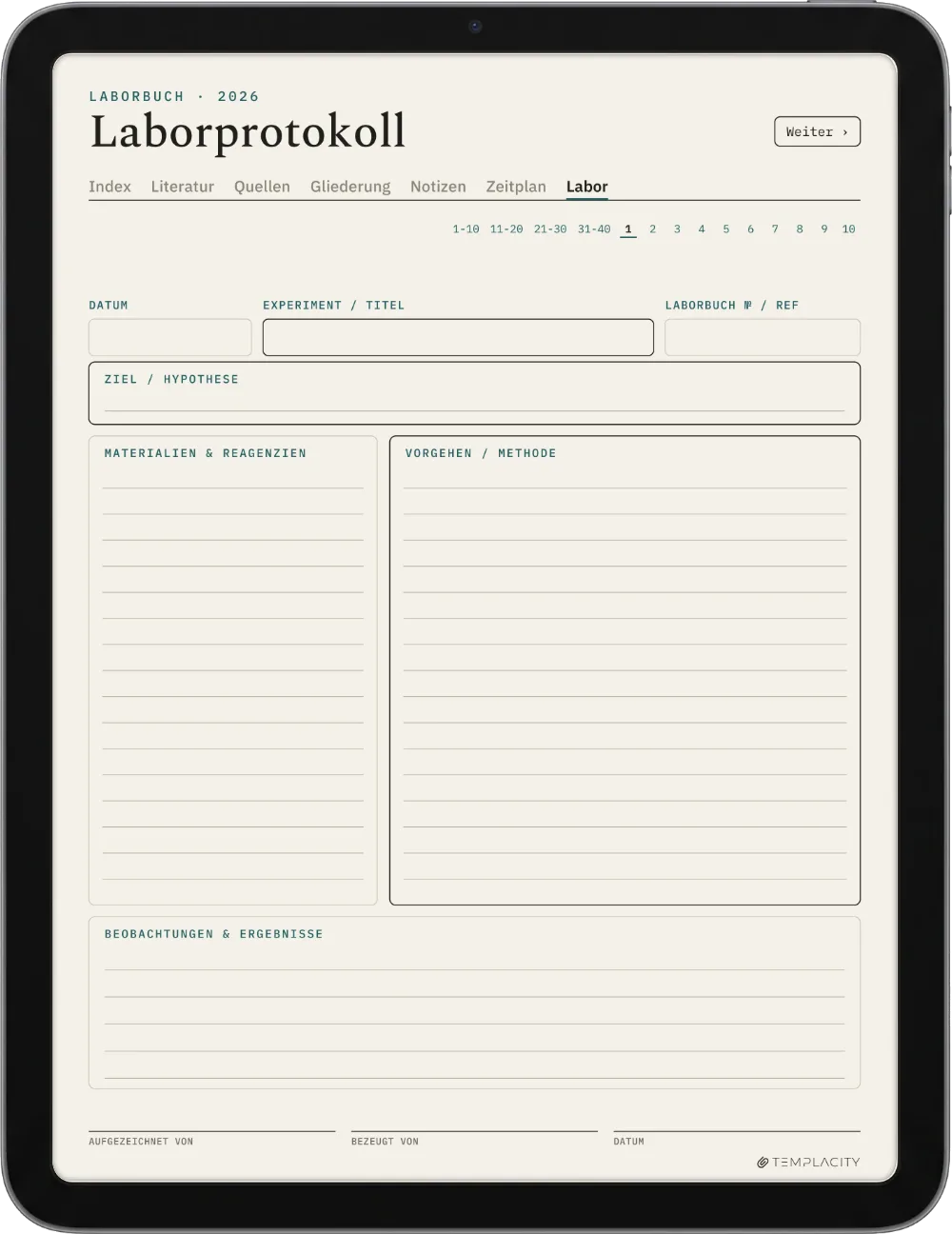 The Planner · Forschung iPad Seite 5