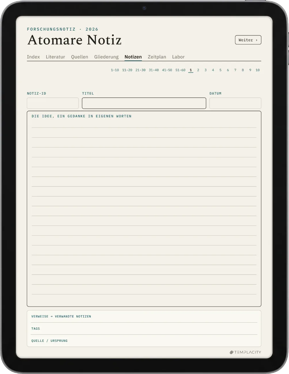 The Planner · Forschung iPad Seite 3