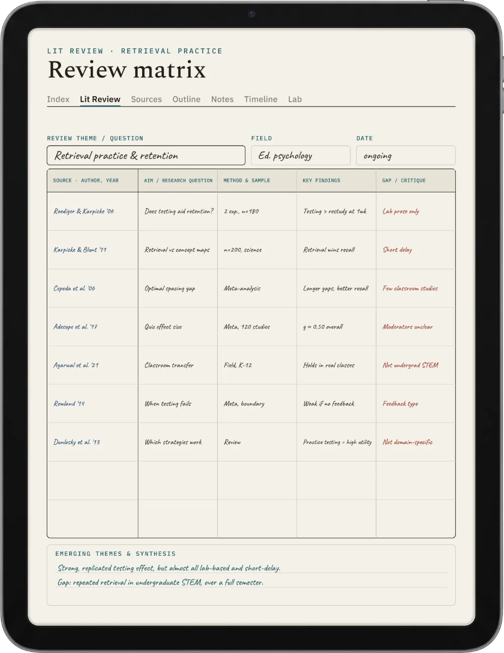 The Planner on the iPad