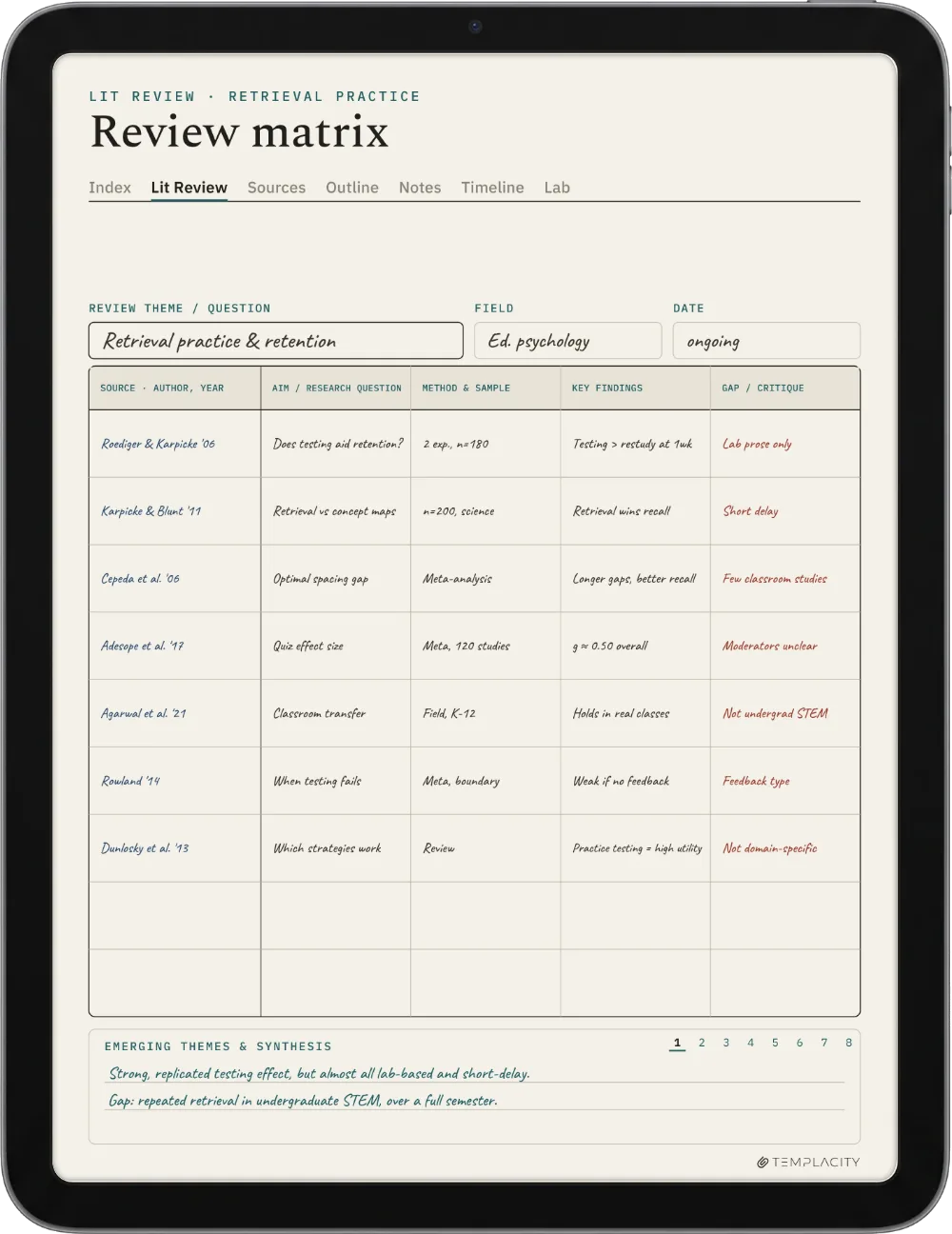 The Planner on the iPad
