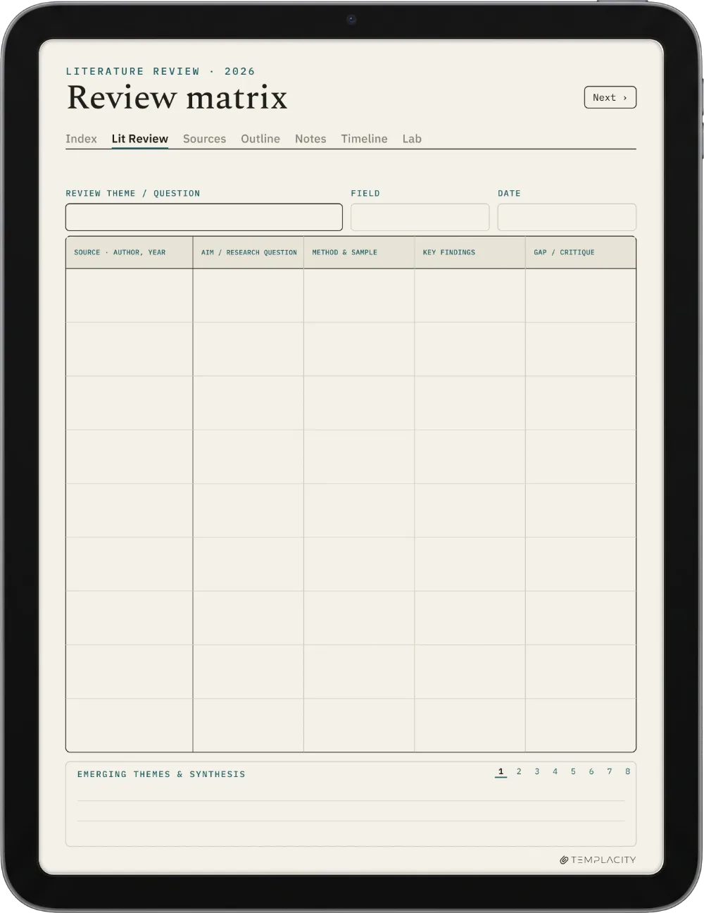 The Planner The Literature Matrix