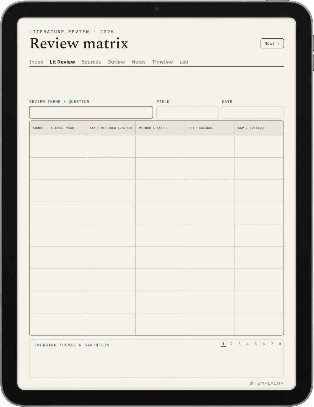 The Planner The Literature Matrix