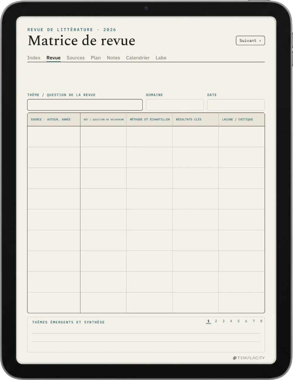The Planner La matrice de littérature