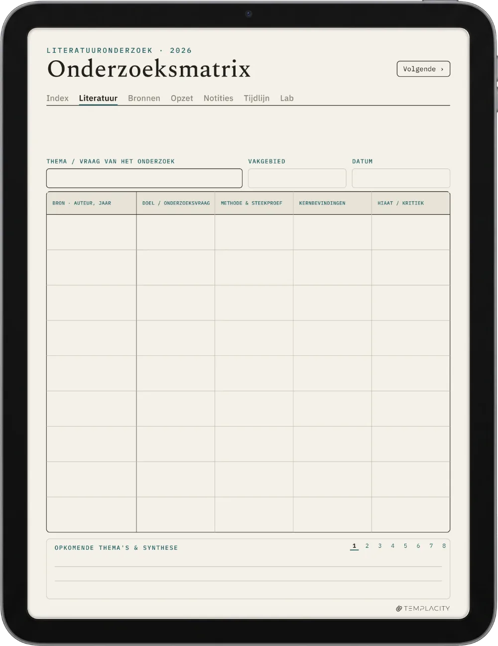 The Planner De literatuurmatrix