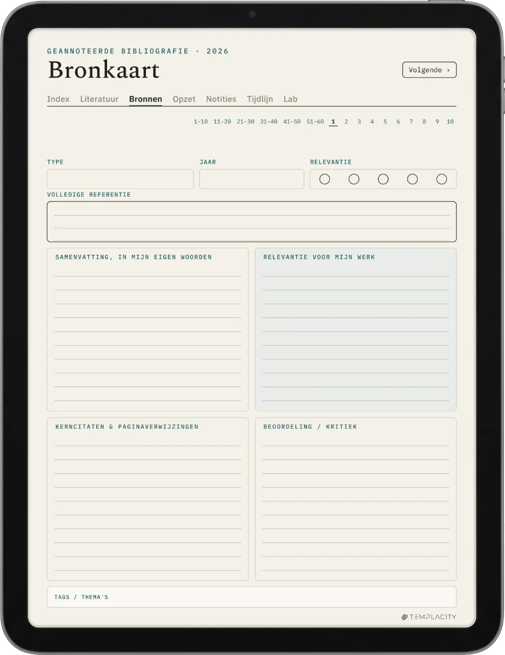 The Planner · Onderzoek iPad pagina 2