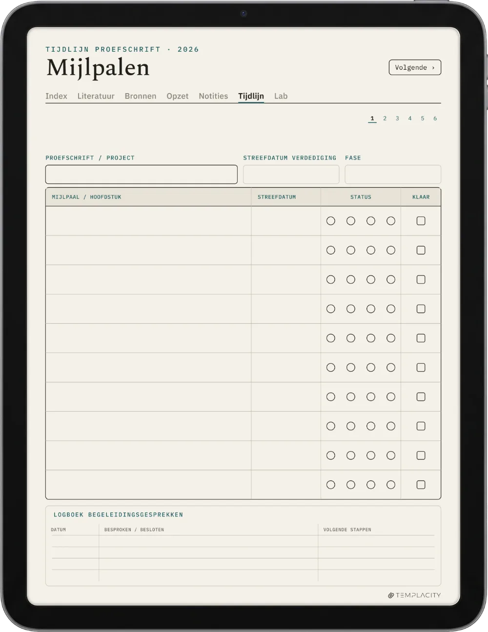 The Planner · Onderzoek iPad pagina 4