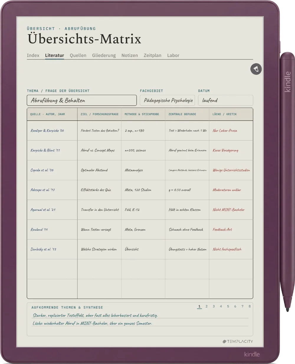 The Planner auf dem Kindle Scribe Colorsoft