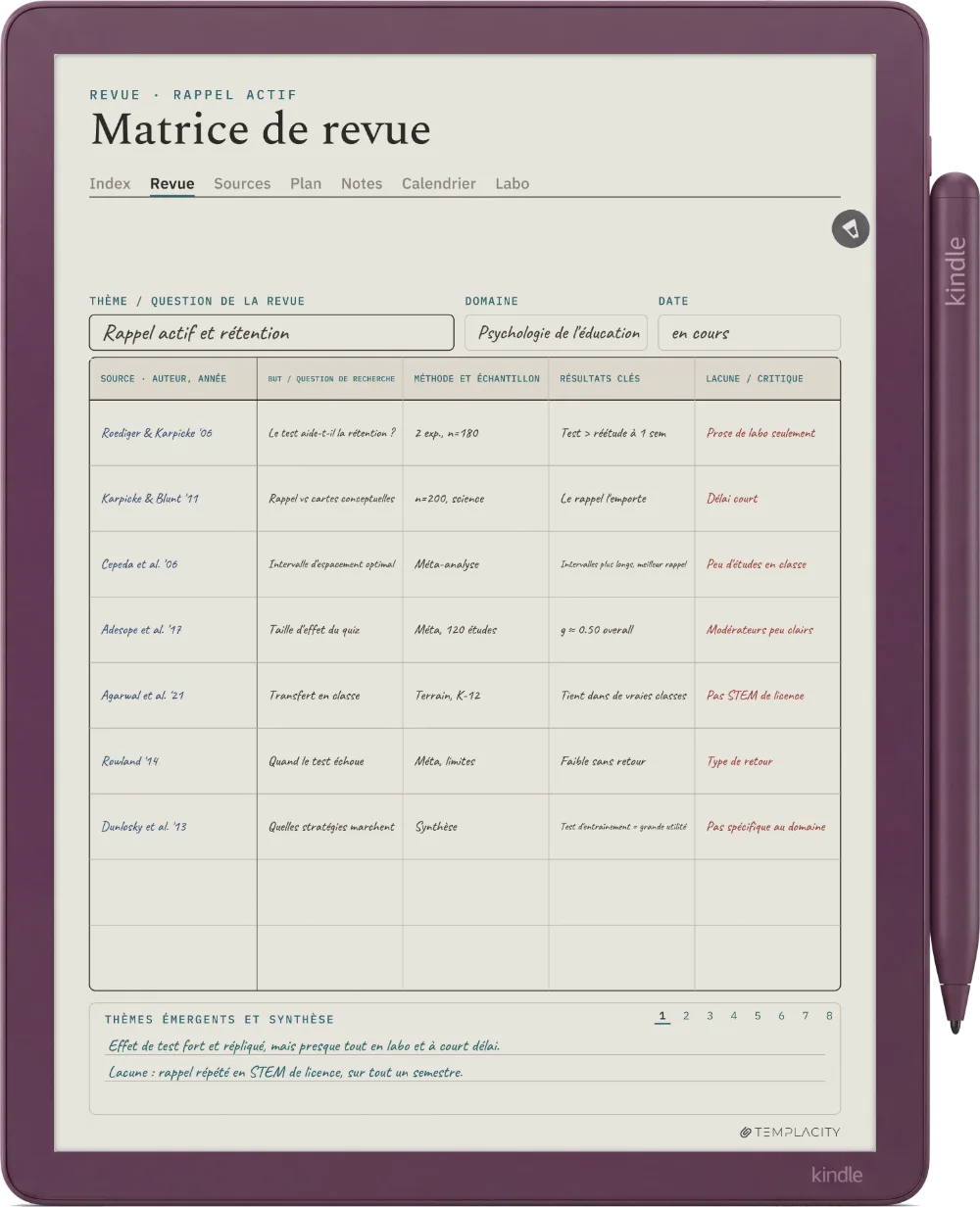 Le Planner sur la Kindle Scribe Colorsoft