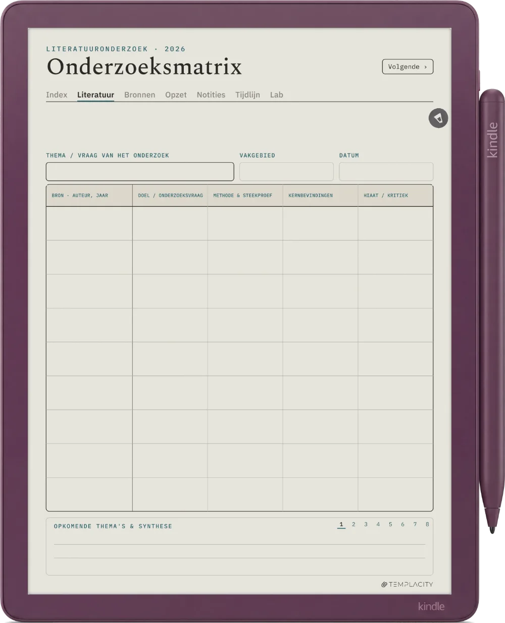 The Planner De literatuurmatrix