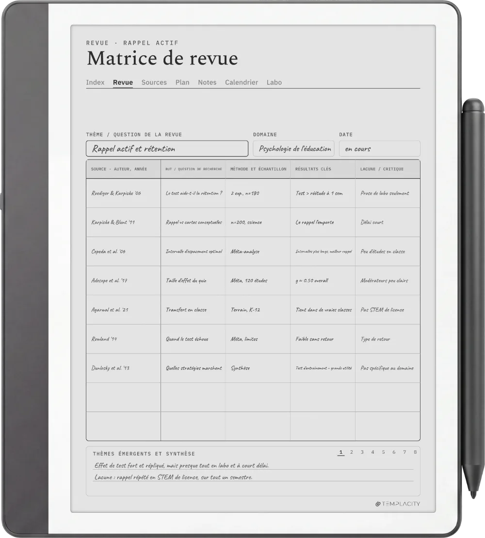 Le Planner sur la Kindle Scribe