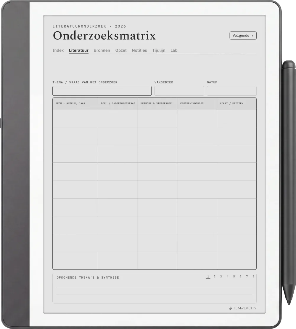 The Planner De literatuurmatrix