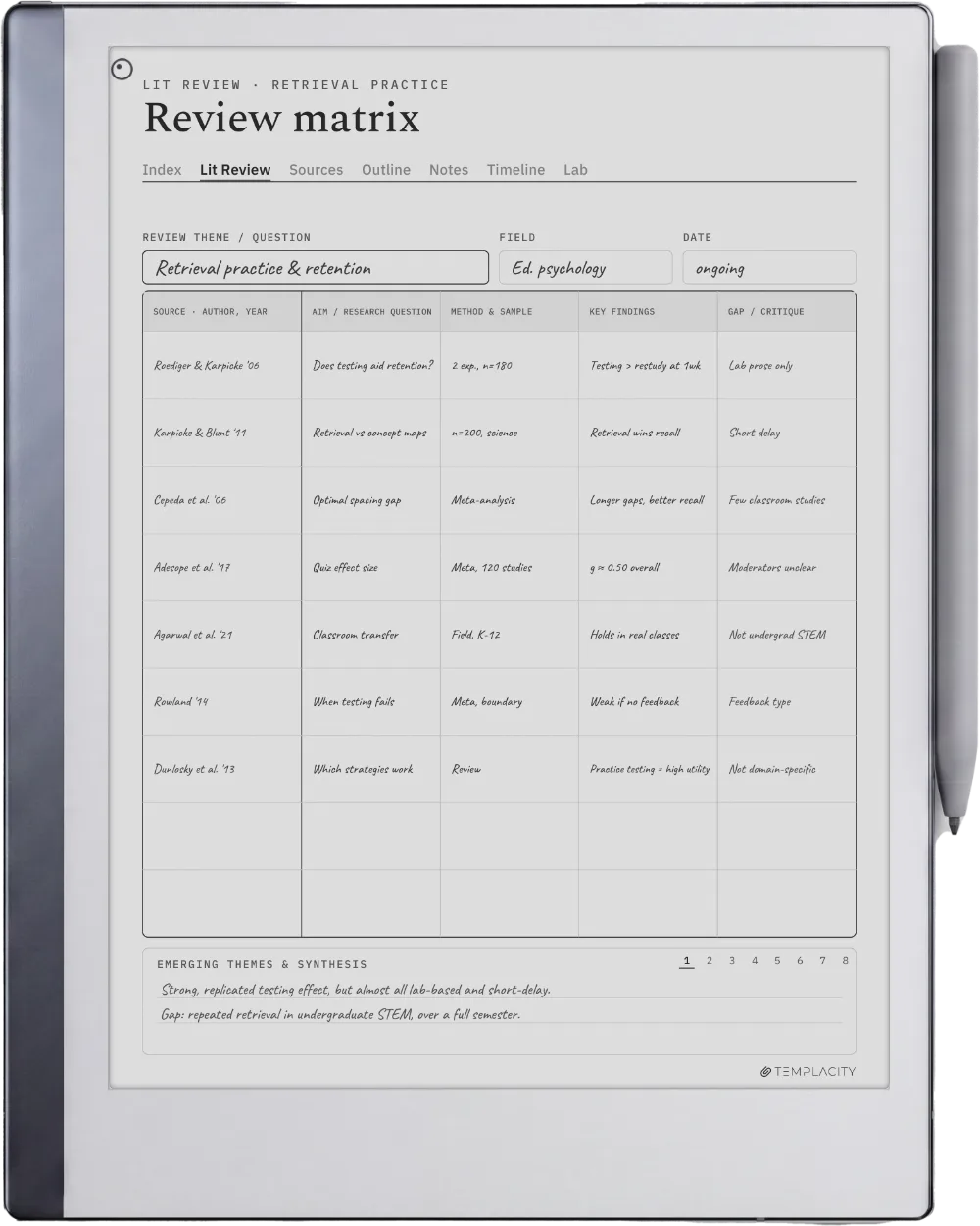 The Planner on the reMarkable 2
