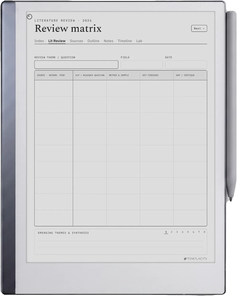 The Planner The Literature Matrix
