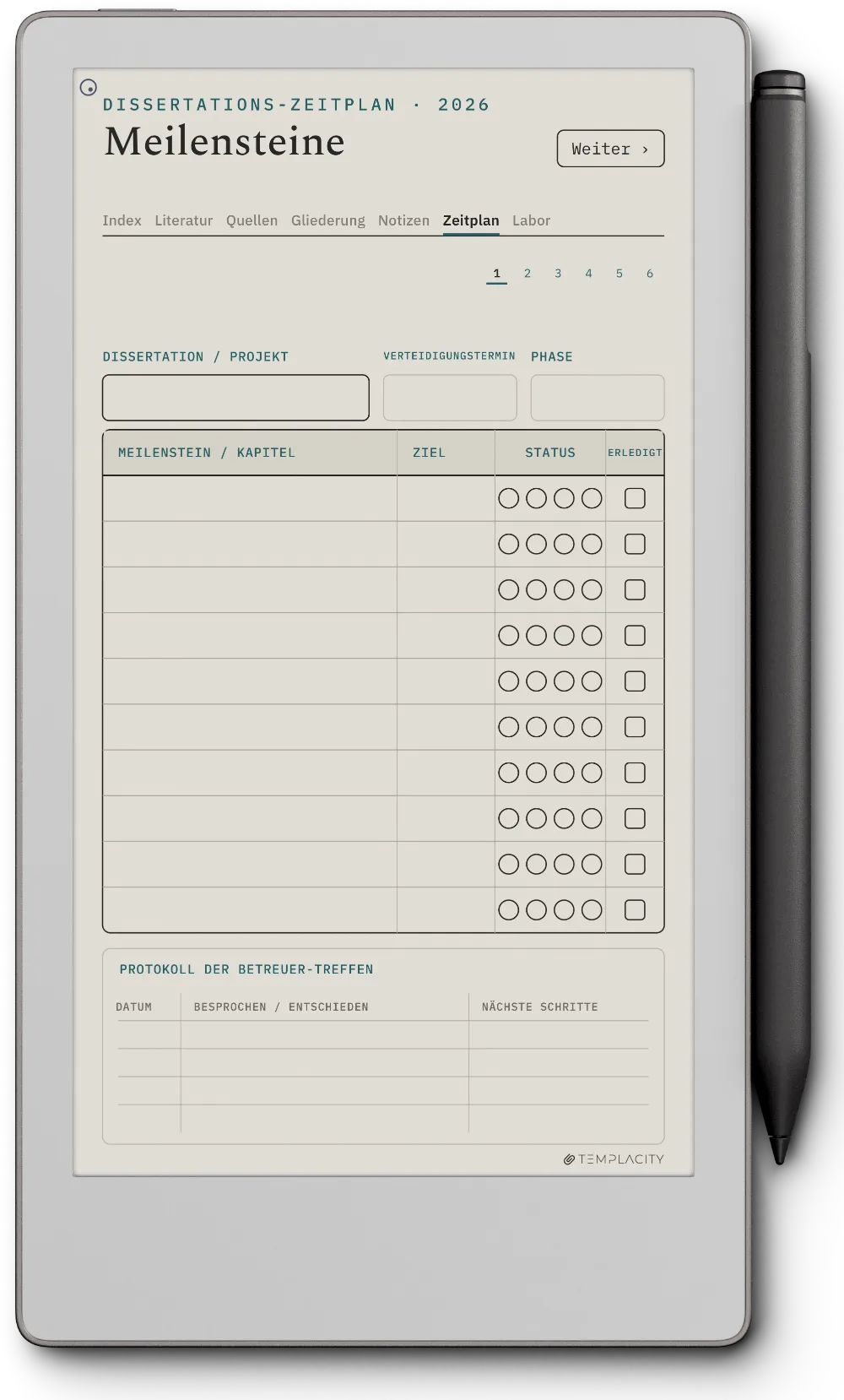 The Planner · Forschung reMarkable Paper Pro Move Seite 4