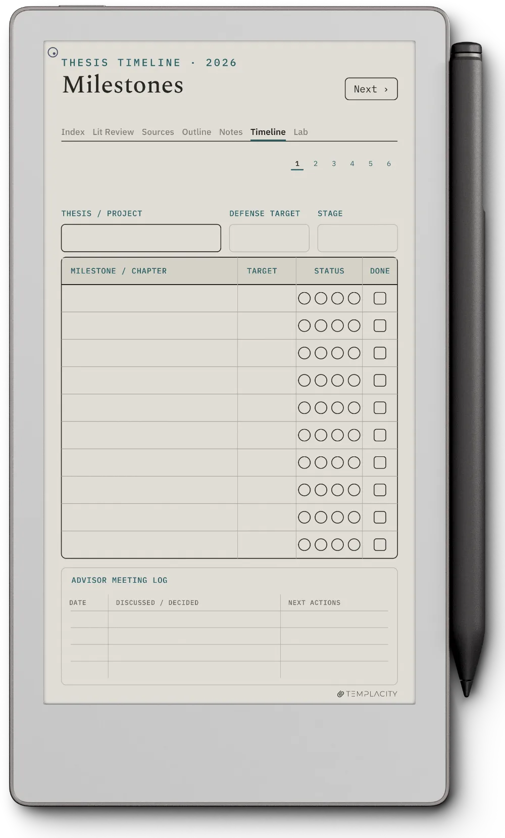 The Planner · Research reMarkable Paper Pro Move page 4