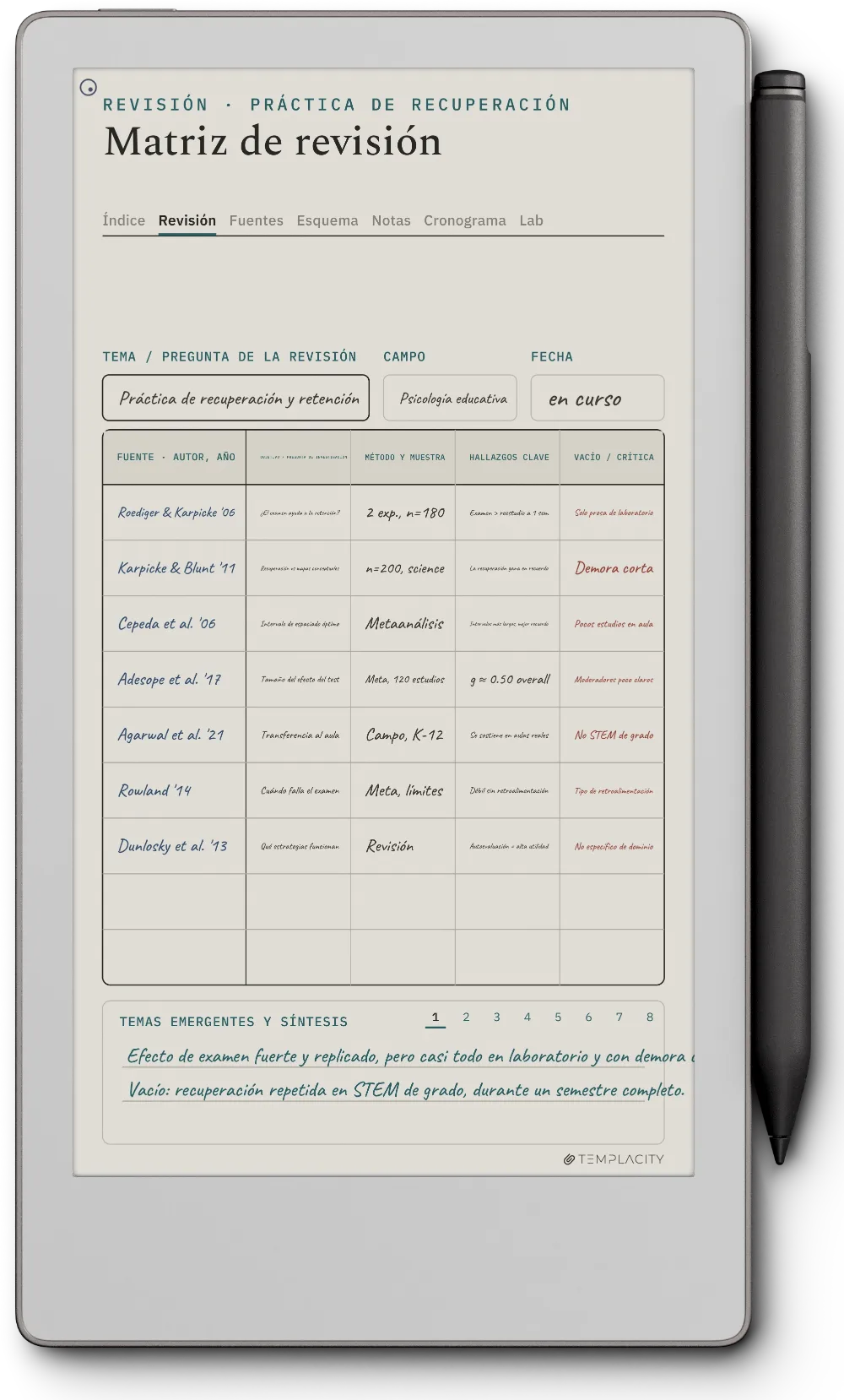 The Planner en el reMarkable Paper Pro Move