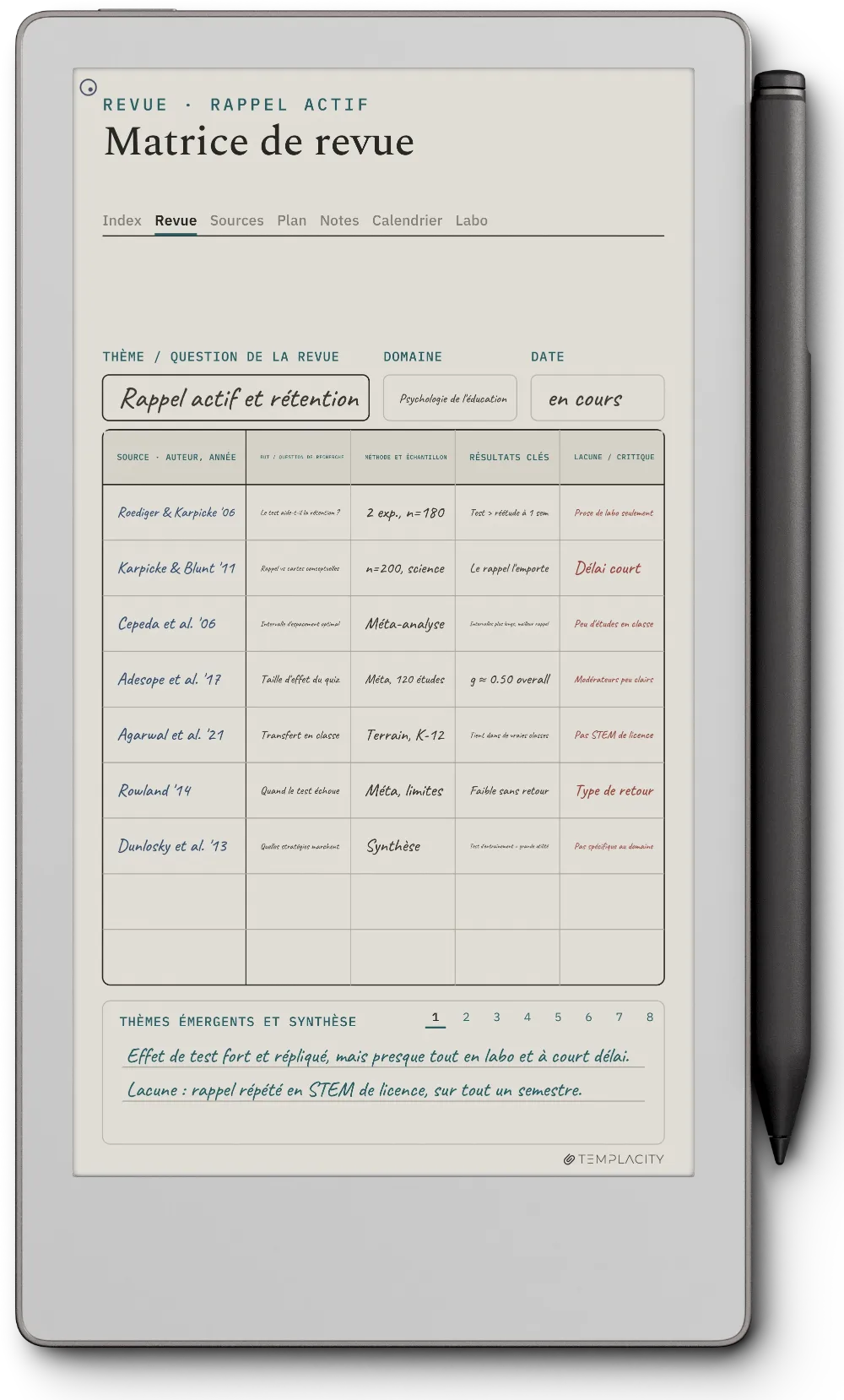Le Planner sur la reMarkable Paper Pro Move