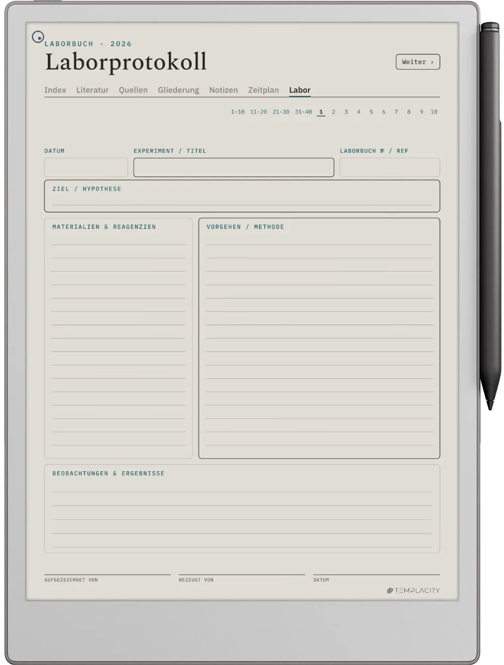 The Planner · Forschung reMarkable Paper Pro Seite 5