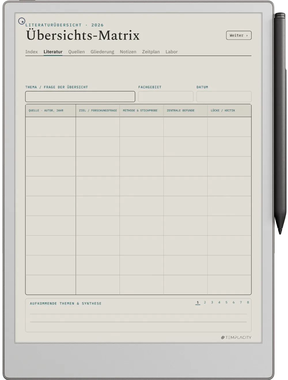 The Planner · Forschung reMarkable Paper Pro Seite 1
