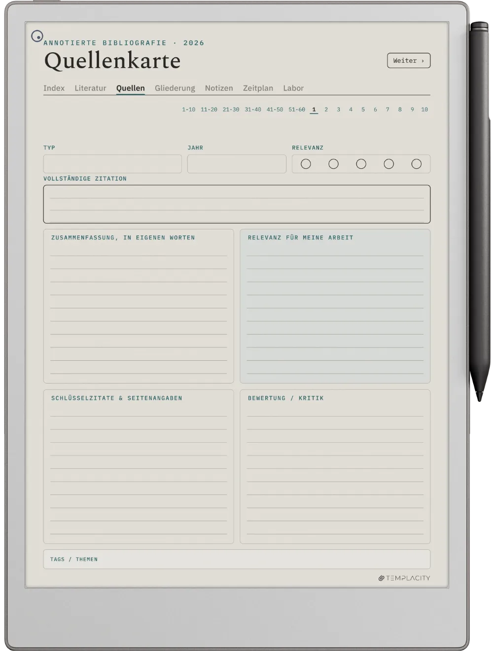 The Planner · Forschung reMarkable Paper Pro Seite 2
