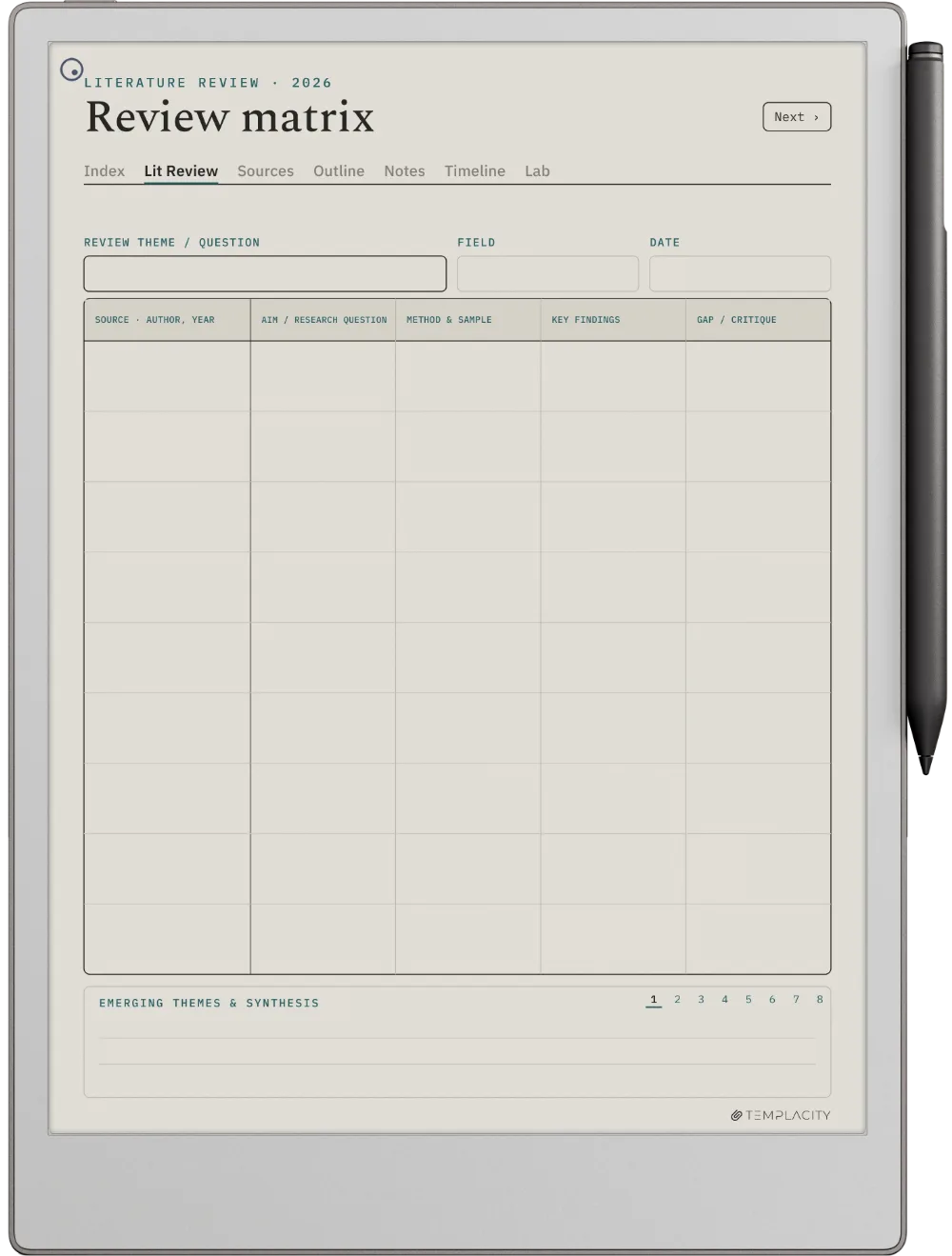 The Planner · Research reMarkable Paper Pro page 1