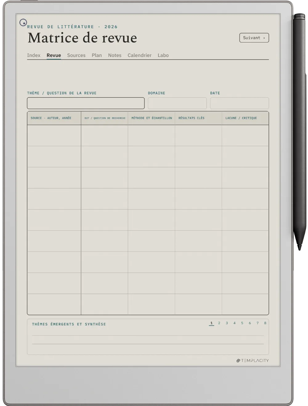 The Planner La matrice de littérature