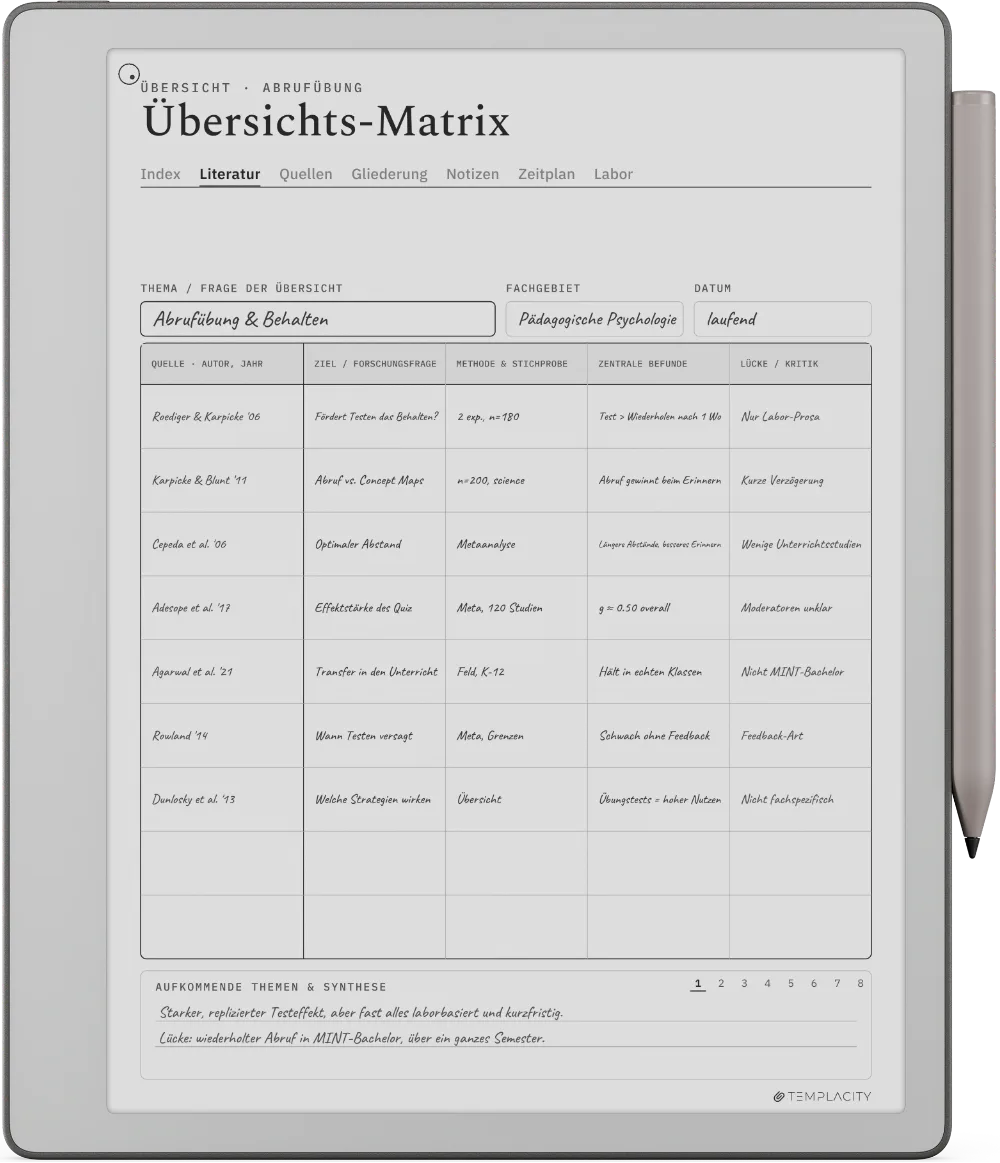 The Planner auf dem reMarkable Paper Pure