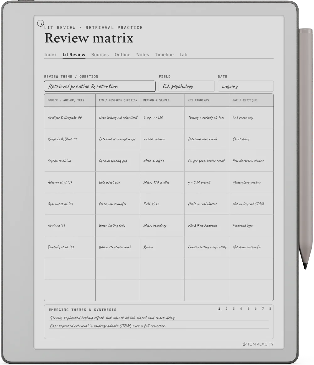 The Planner on the reMarkable Paper Pure