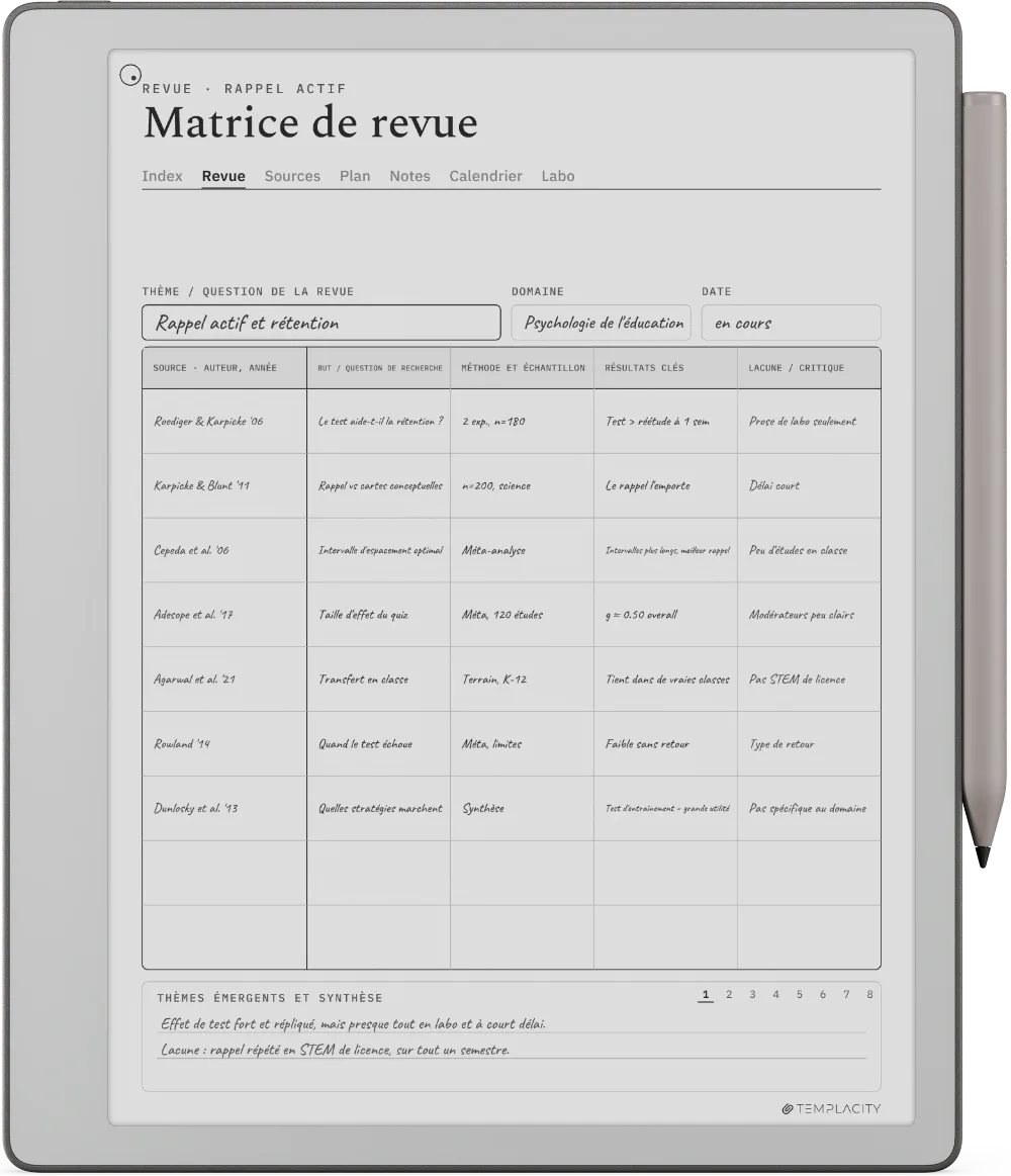 Le Planner sur la reMarkable Paper Pure