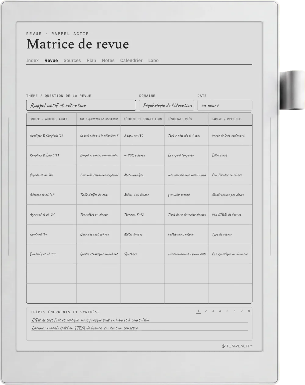 Le Planner sur la Supernote Manta
