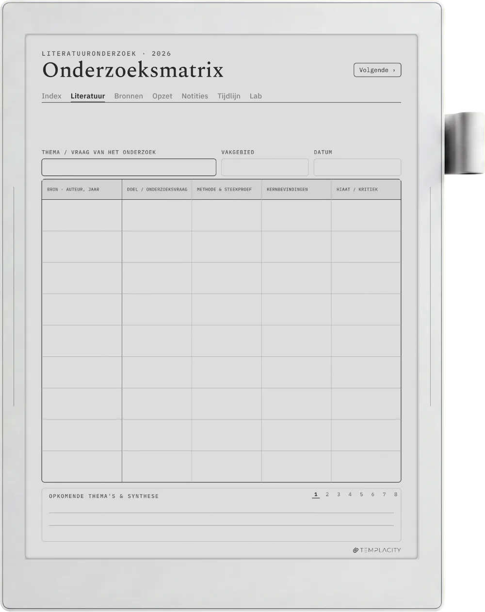The Planner De literatuurmatrix
