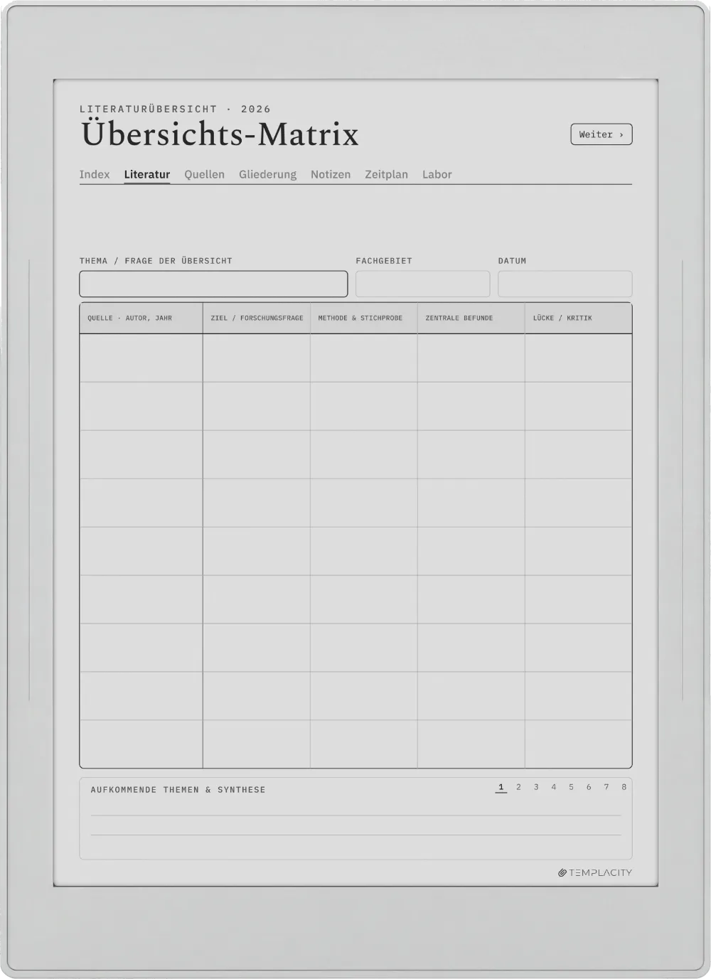 The Planner · Forschung Supernote Nomad Seite 1
