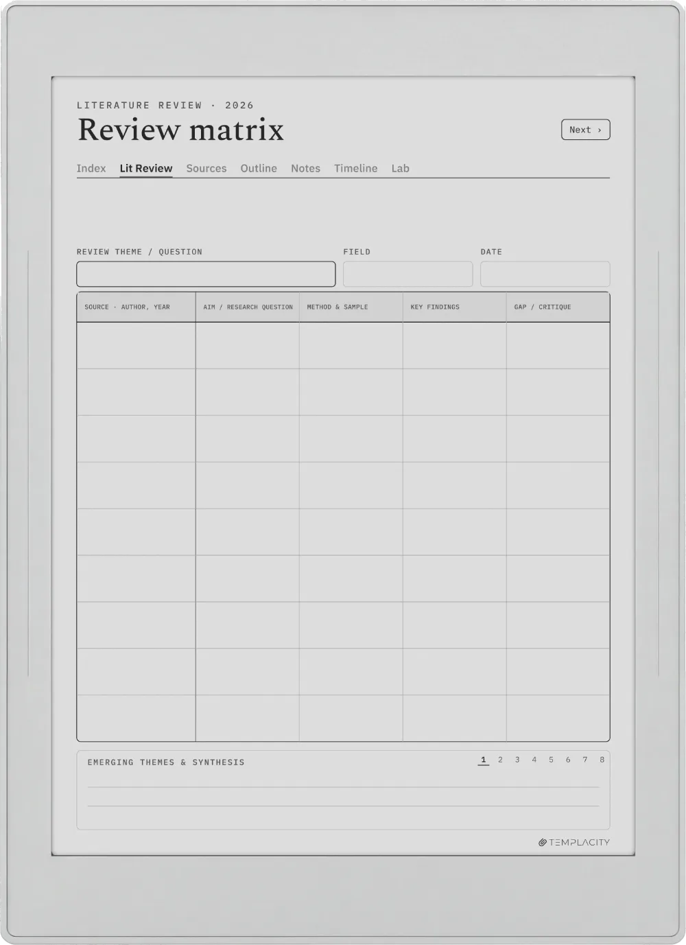 The Planner The Literature Matrix