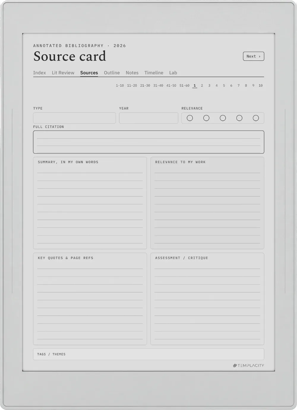 The Planner · Research Supernote Nomad page 2