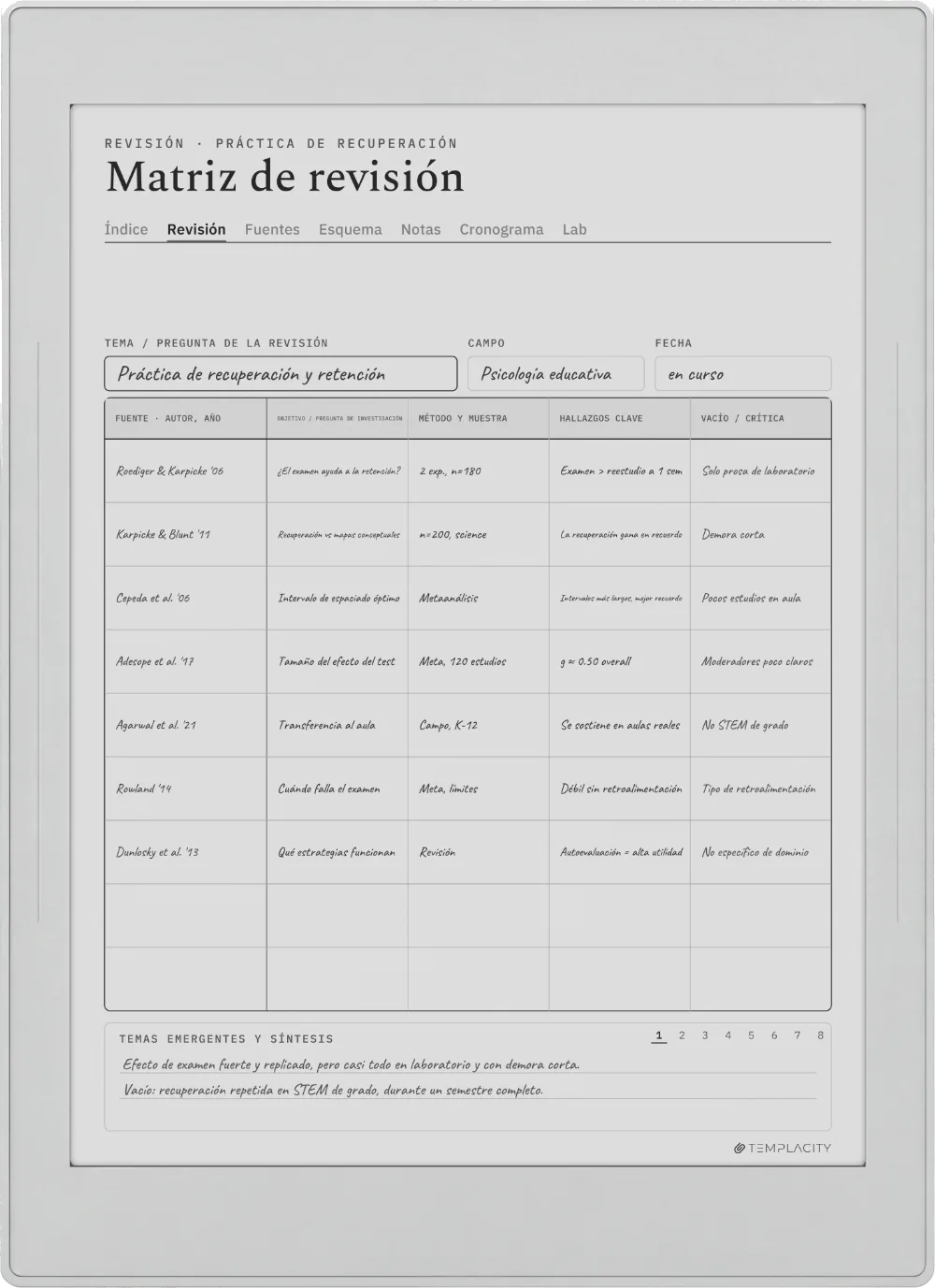 The Planner en el Supernote Nomad