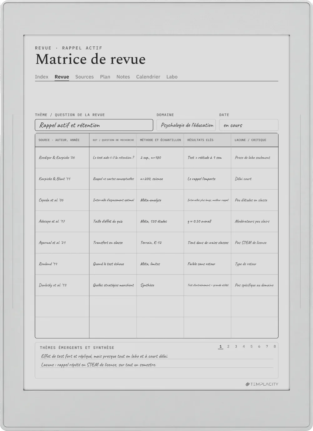 Le Planner sur la Supernote Nomad