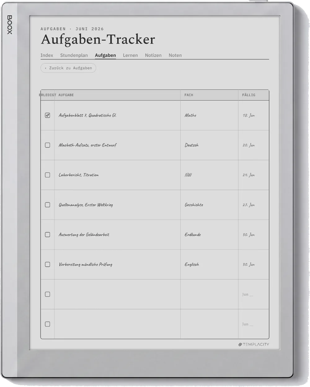 The Planner auf dem Boox Go 10.3