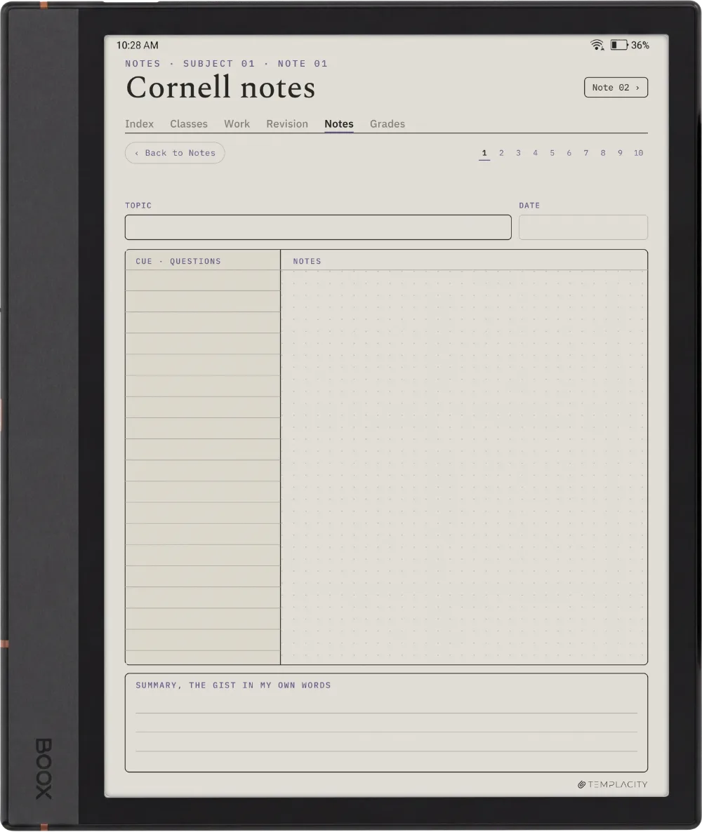 The Planner Cornell Notes