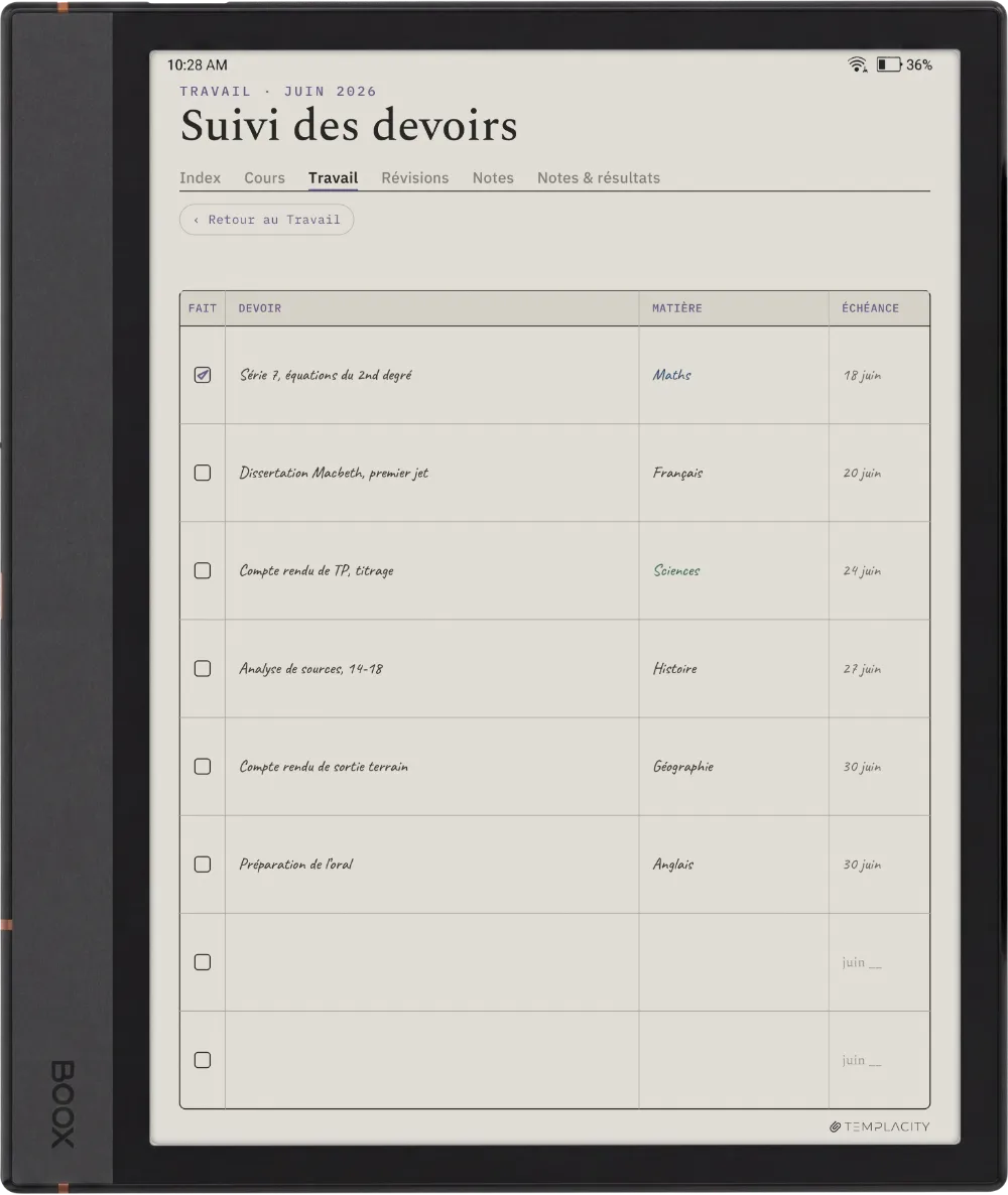 Le Planner sur la Boox Note Air4 C