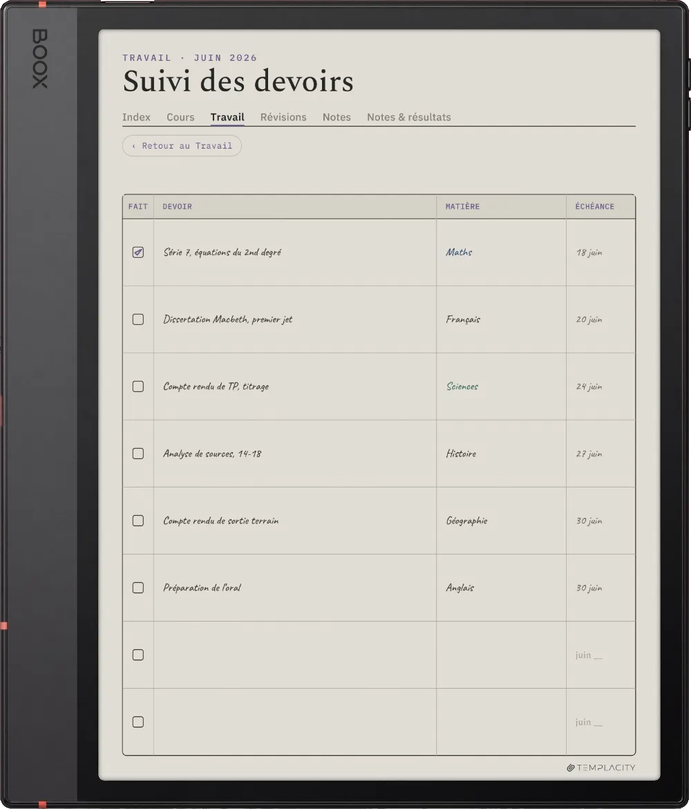 Le Planner sur la Boox Note Air5 C