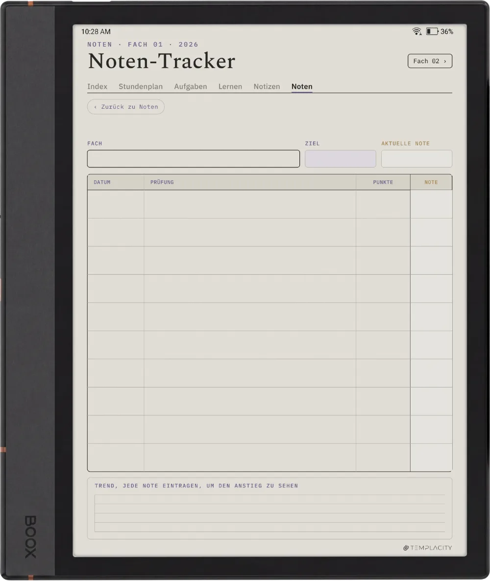 The Planner · Student Boox Note Max Seite 5