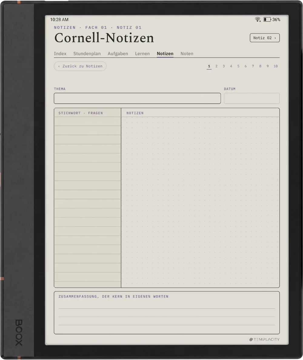 The Planner · Student Boox Note Max Seite 2
