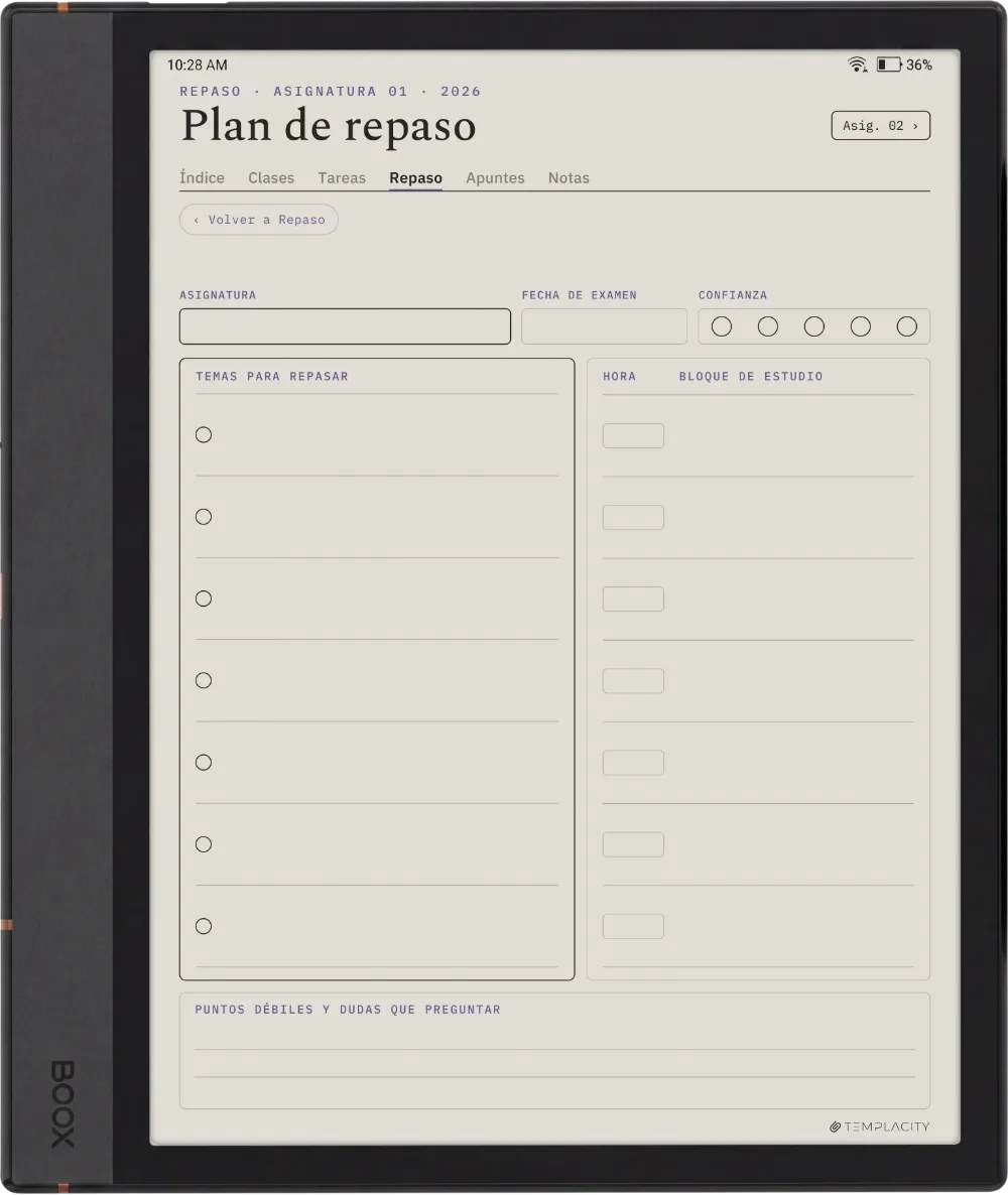 The Planner · Estudiantes Boox Note Max página 3