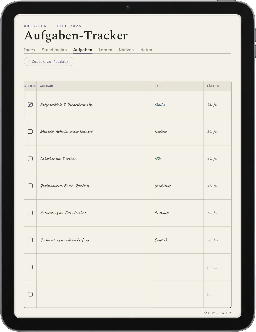 The Planner auf dem iPad