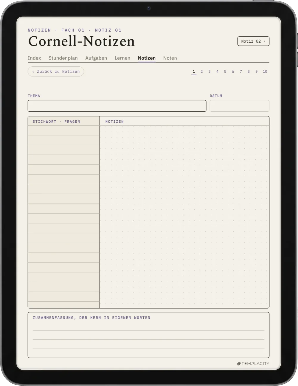 The Planner · Student iPad Seite 2