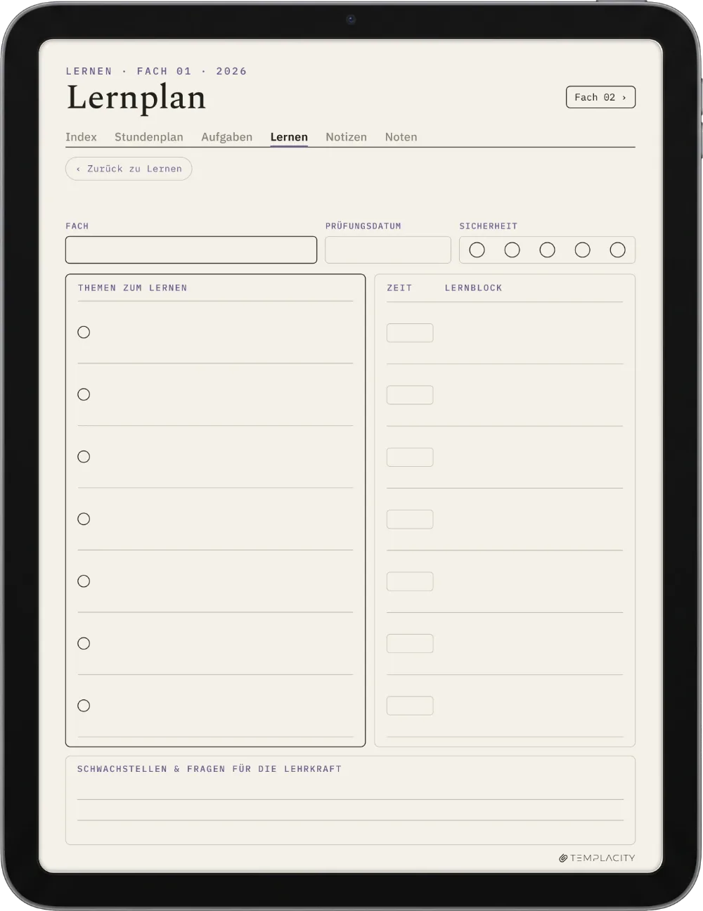 The Planner · Student iPad Seite 3