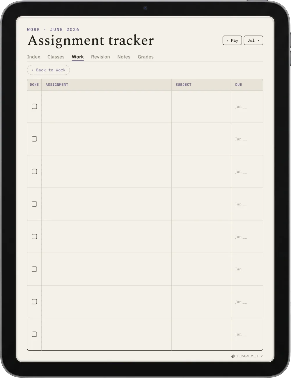 The Planner · Student iPad page 1