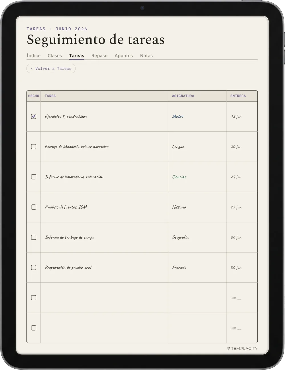 The Planner en el iPad