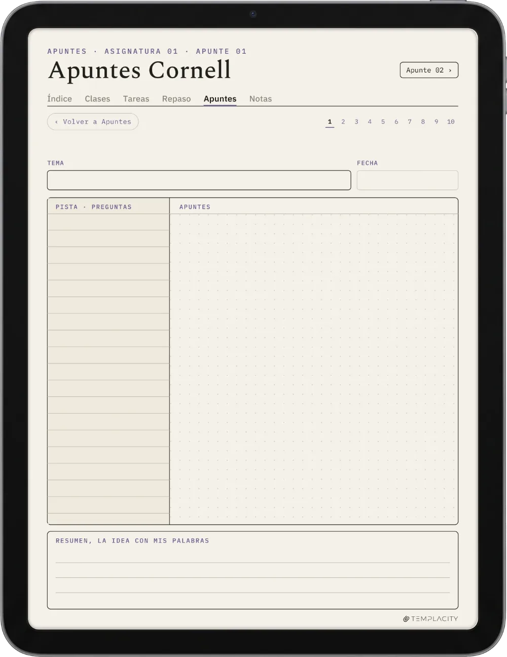The Planner Notas Cornell