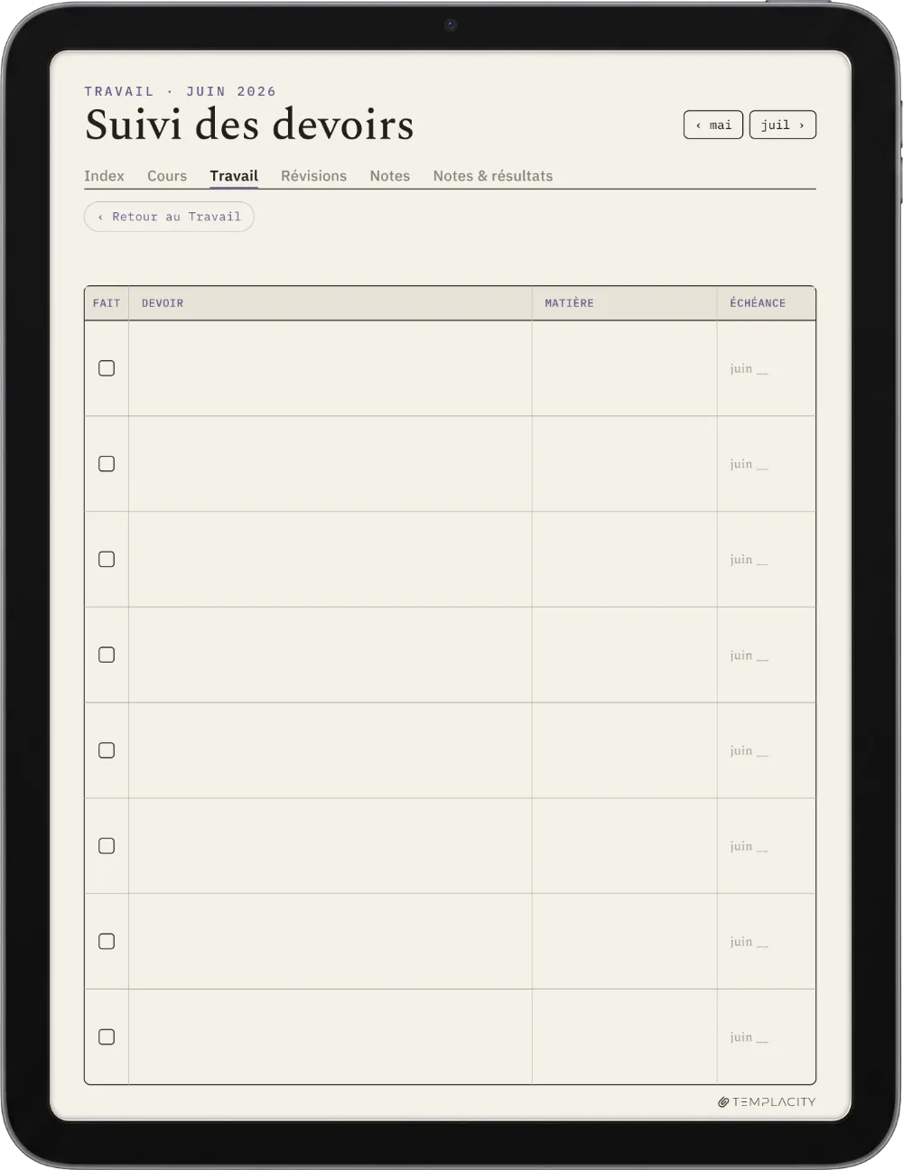 The Planner · Student iPad page 1